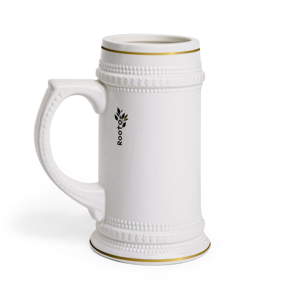 Rooted Mama Mug — Elegant White Stein with Gold Trim