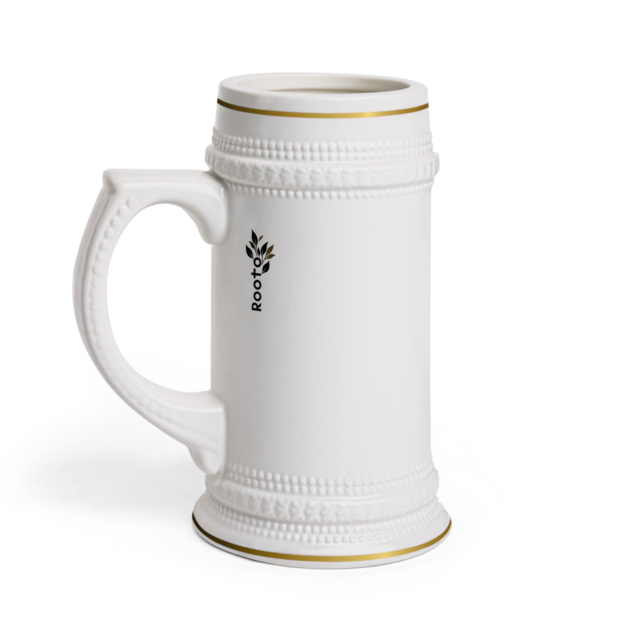 Rooted Mama Mug — Elegant White Stein with Gold Trim