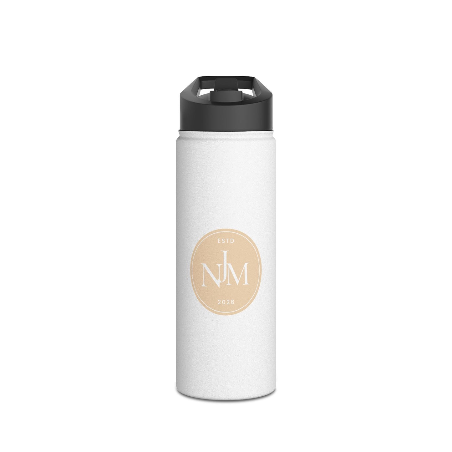 Monogram Stainless Steel Water Bottle — Personalized N | M Circle Design