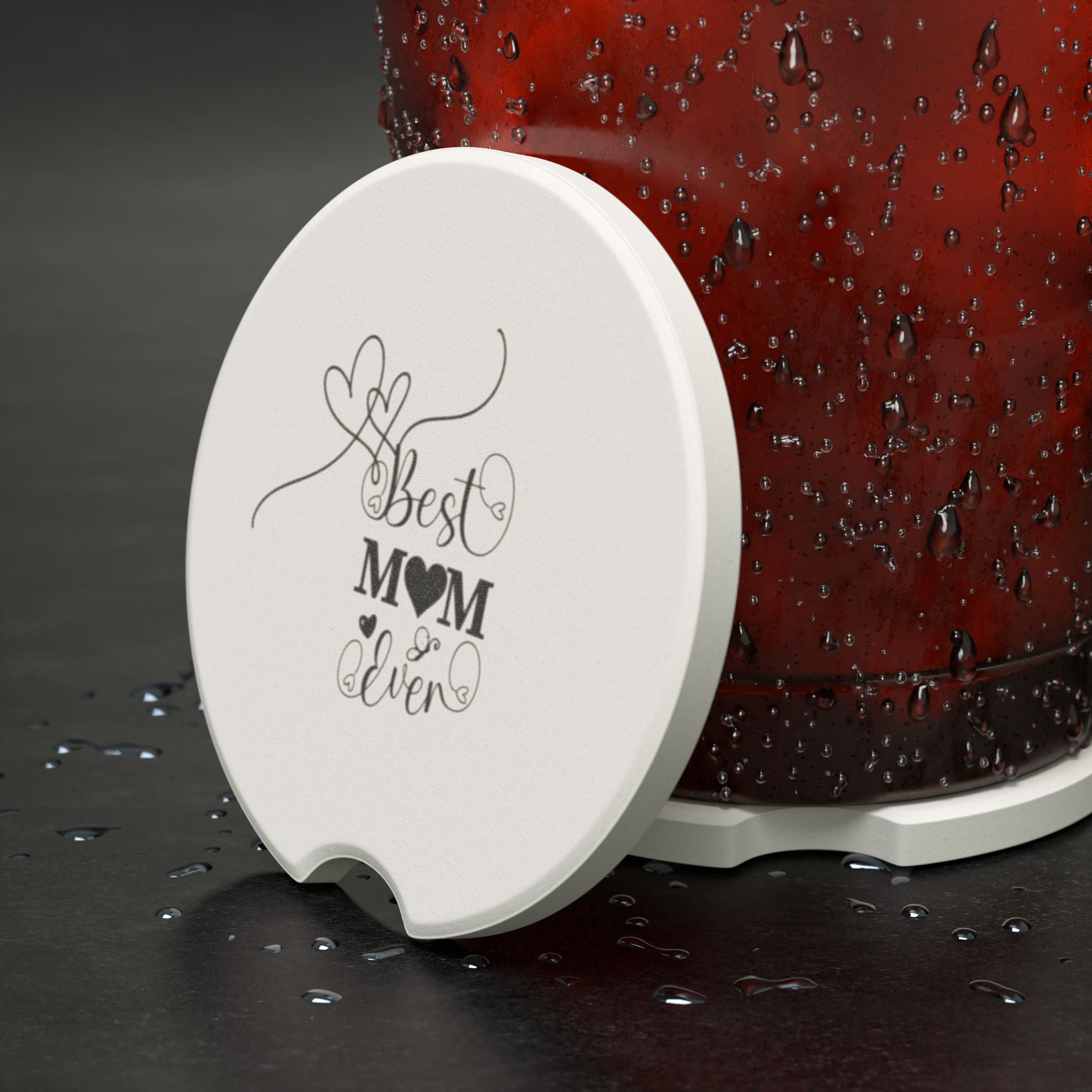Best Mom Ever Car Coaster - Soapstone Cup Holder Protector