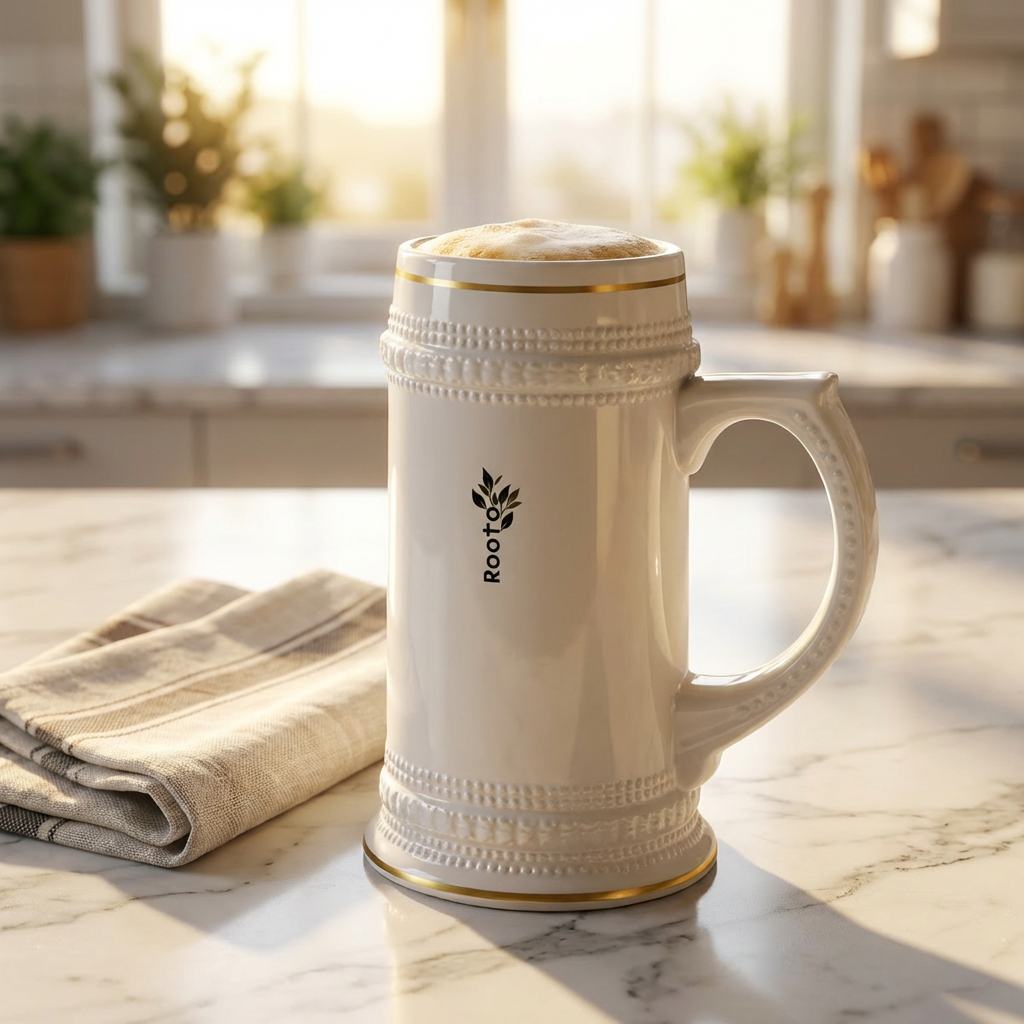 Rooted Mama Mug — Elegant White Stein with Gold Trim