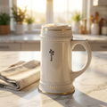 Rooted Mama Mug — Elegant White Stein with Gold Trim